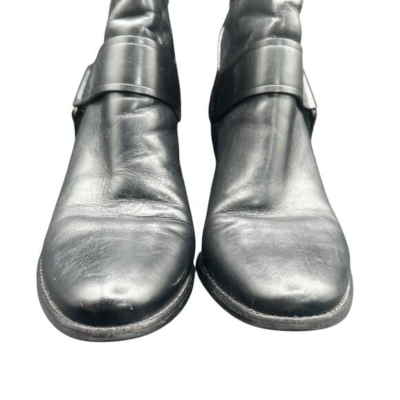 Cole Haan Valerie Black Leather Ankle Boots 9 B Heeled Zip Booties - Picture 2 of 14